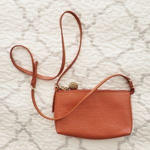 Victor Hugo orange patent leather crossbody bag